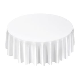 VEVOR White Round Tablecloths 6 Pack, 120 Inches in Diameter, Stain- & Wrinkle- Resistant, Machine Washable Table Clothes