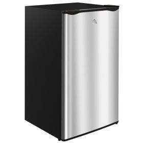 3.2 Cu.Ft Mini Fridge with Freezer, Single Door Compact Refrigerator with Adjustable Thermostat, Shelf and Reversible Door for Bedroom, Dorm, Ho (Option: Silver-510x465x885 mm)