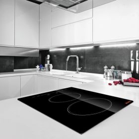 Built In Electric Stove Top, 20 X 11.6 Inch 2 Burners, 110V Glass Radiant Cooktop With Sensor Touch Control, Timer & Child Lock Included, 9 Power (Option: Black)