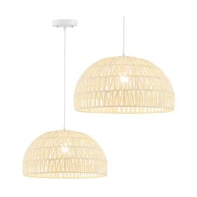 Height-Adjustable Farmhouse Rattan Pendant Lights With Adjustable Hanging Rope (Option: Defaulttitle)