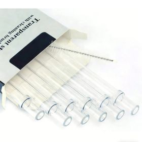 Plastic Straws, Reusable Clear Transparent Straight Drinking Straws, Set Of 6 With 2 Cleaning Brushes (Option: White)