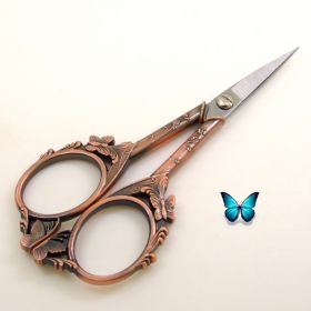 Butterfly Cut Retro Cut Cute Shape Tailor Scissors Yarn Embroidery Thread Head Household Scissors (Option: Red Copper)