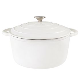 Dutch Oven,Dutch Oven Pot with Lid,5 QT Enamel Dutch Ovens with Dual Handles,Cast Iron Pot for Braiser,Cooking,Gifts for Family (Color: White)
