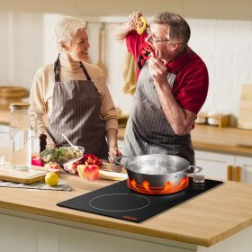 1800W 2 Burner Induction Cooktop Electric Countertop Burner Knob Control (Option: Black)