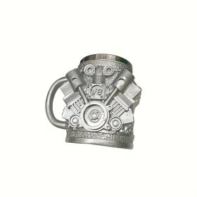V6/V8 Engine Design Mug - Heavy-Duty Metal Construction, Double-Wall Insulated Cup With Non-Slip Grip - Vintage Automotive Beer Cup, Coffee Mug G (Option: V8)